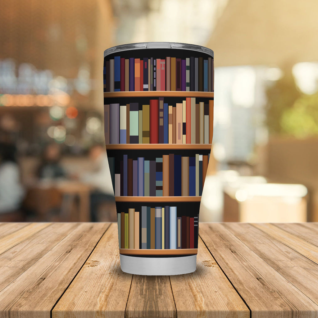 Gifury Book Tumbler Bookshelf Tumbler Cup Books Travel Mug 2022