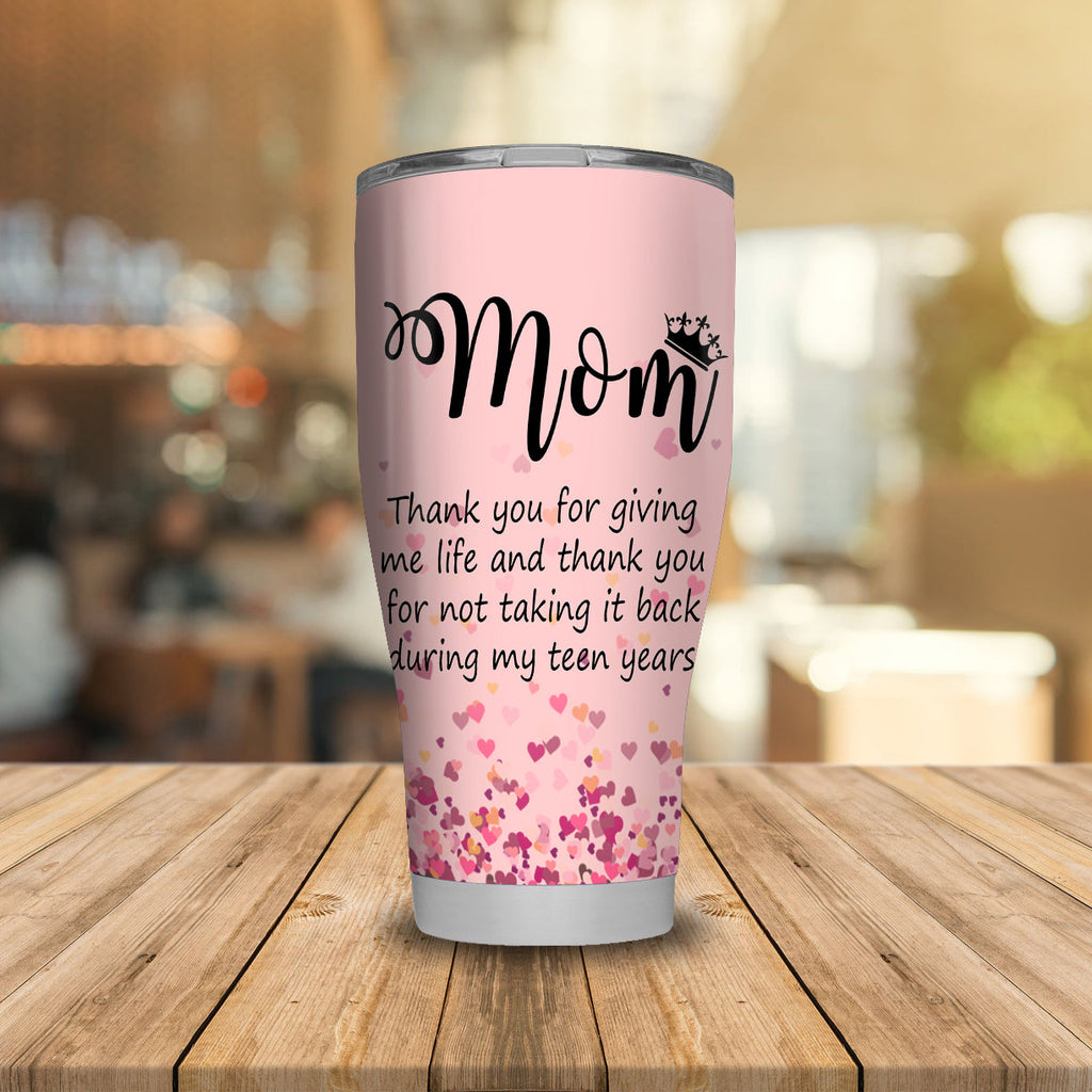 Gifury Mother Tumbler 20 oz Mothers Travel Mug Mom Thank You For Giving Me Life Sublimation Tumbler Pink Mothers Day Gift 2022