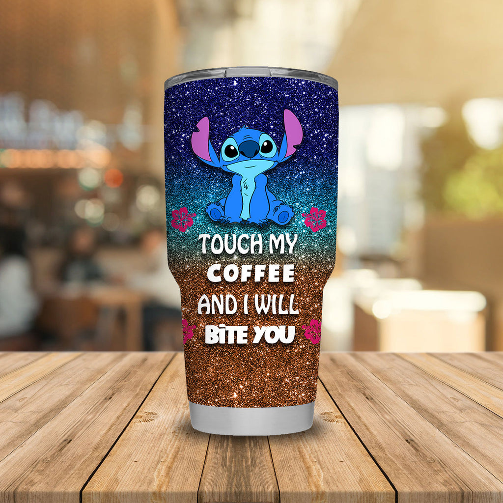 Stitch Tumbler Touch My Coffee And I Will Bite You Tumbler Cup Cute DN Travel Mug