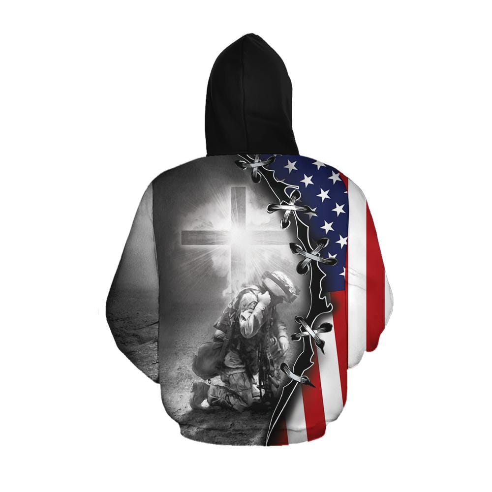 US Veteran Hoodie Love Of Christ 3D Shirt Hoodie For Army Soldier