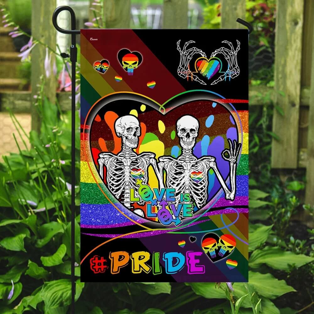  LGBT Pride Flag Skull Love Is Love LGBT Pride Garden And House Flag