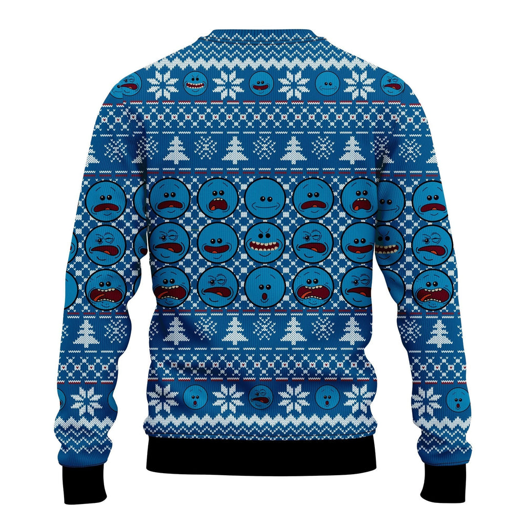 Rick And Morty Christmas Sweater Meseeks Christmas Is Pain Blue Ugly Sweater