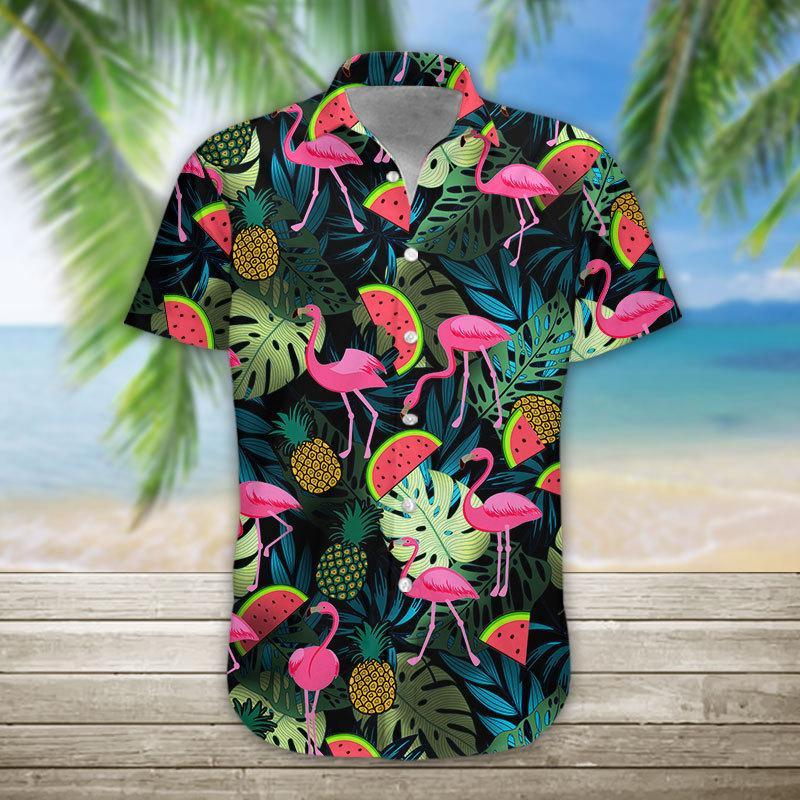 Gifury Flamingo Hawaii Shirt Watermelon Pinapple Flamingo Hawaiian Shirt Flamingo Aloha Shirt 2023