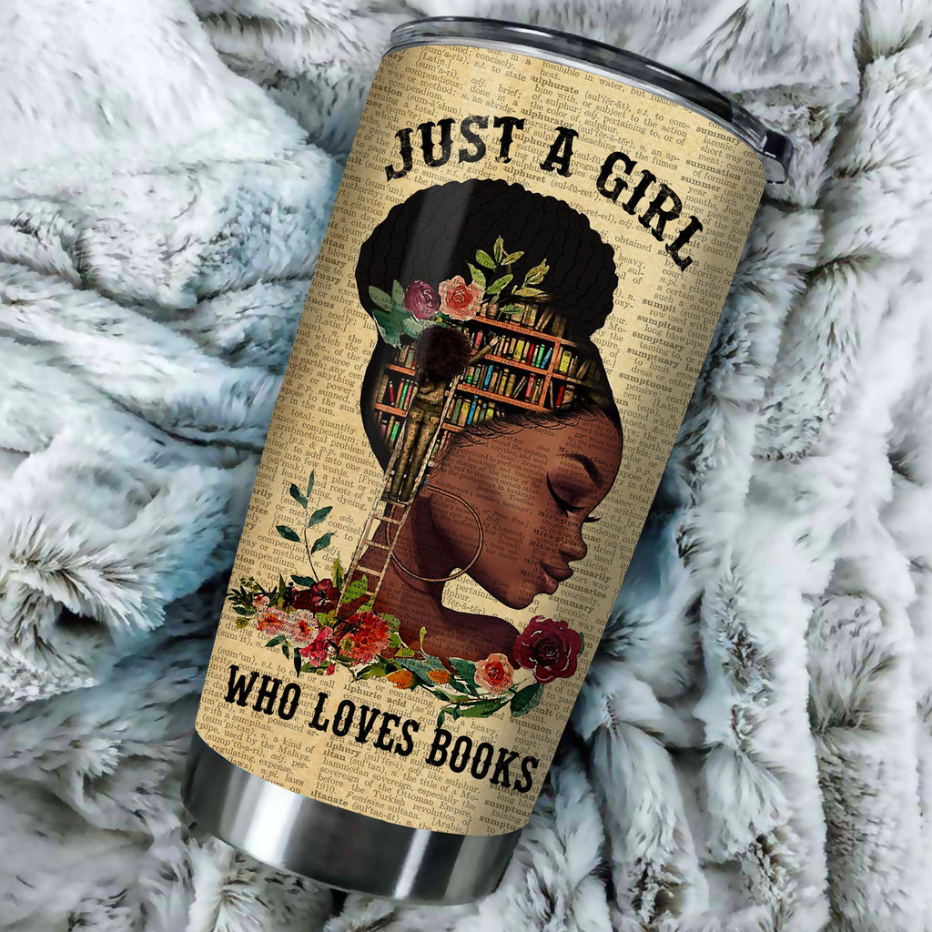 Gifury Books Tumbler Girl Who Loves Books Black Girl Reading Tumbler Cup Books Travel Mug 2024