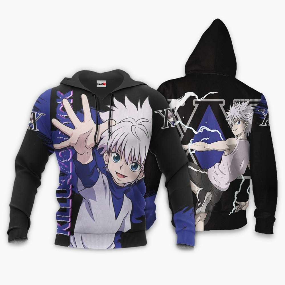 Hunter X Hunter Hoodie Killua Zoldyck Lighting Black Purple Hoodie   Anime Hoodie