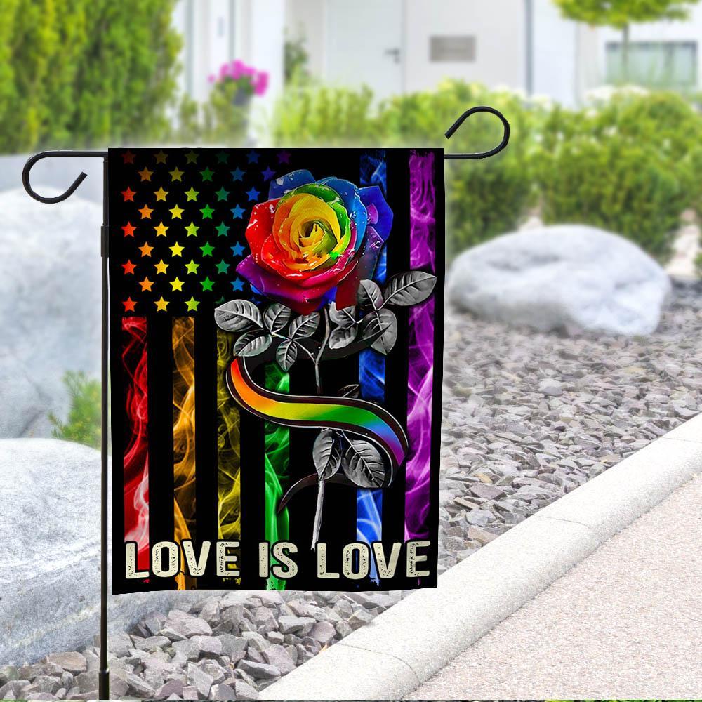  LGBT Pride Flag Rainbow Rose American Flag Love Is Love Garden And House Flag