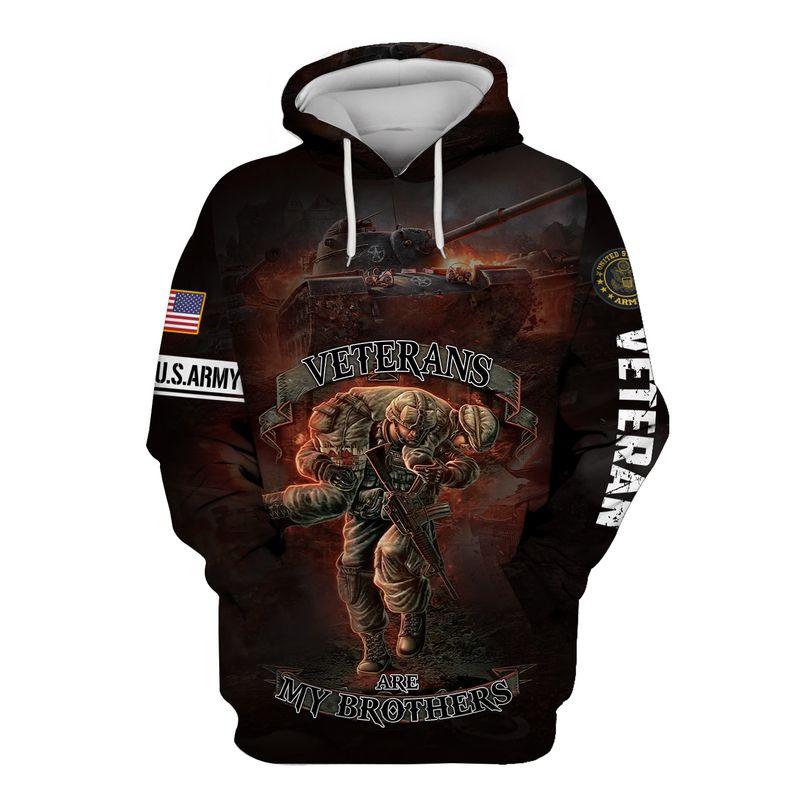 Veteran U.S Army Hoodie Veterans Are My Brothers AOP Shirt Hoodie Military Gifts