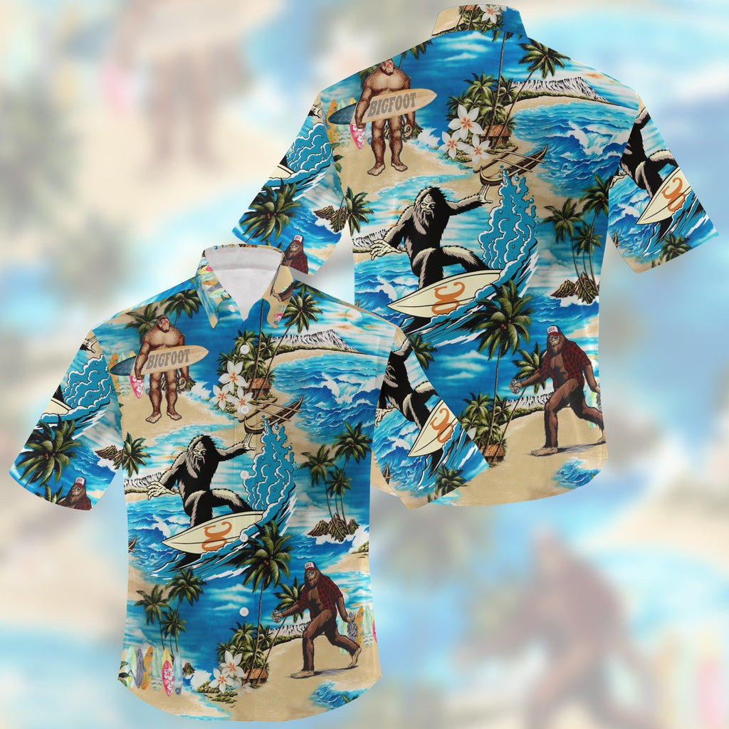 Bigfoot Hawaii Shirt Bigfoot Surfing Hawaiian Shirt Adult Full Print Aloha Shirt