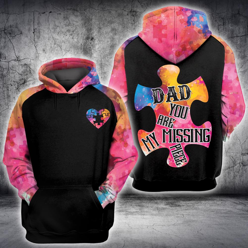  Father Autism Hoodie Father's Day Gift Dad You Are My Missing Piece Hoodie Autism Apparel 