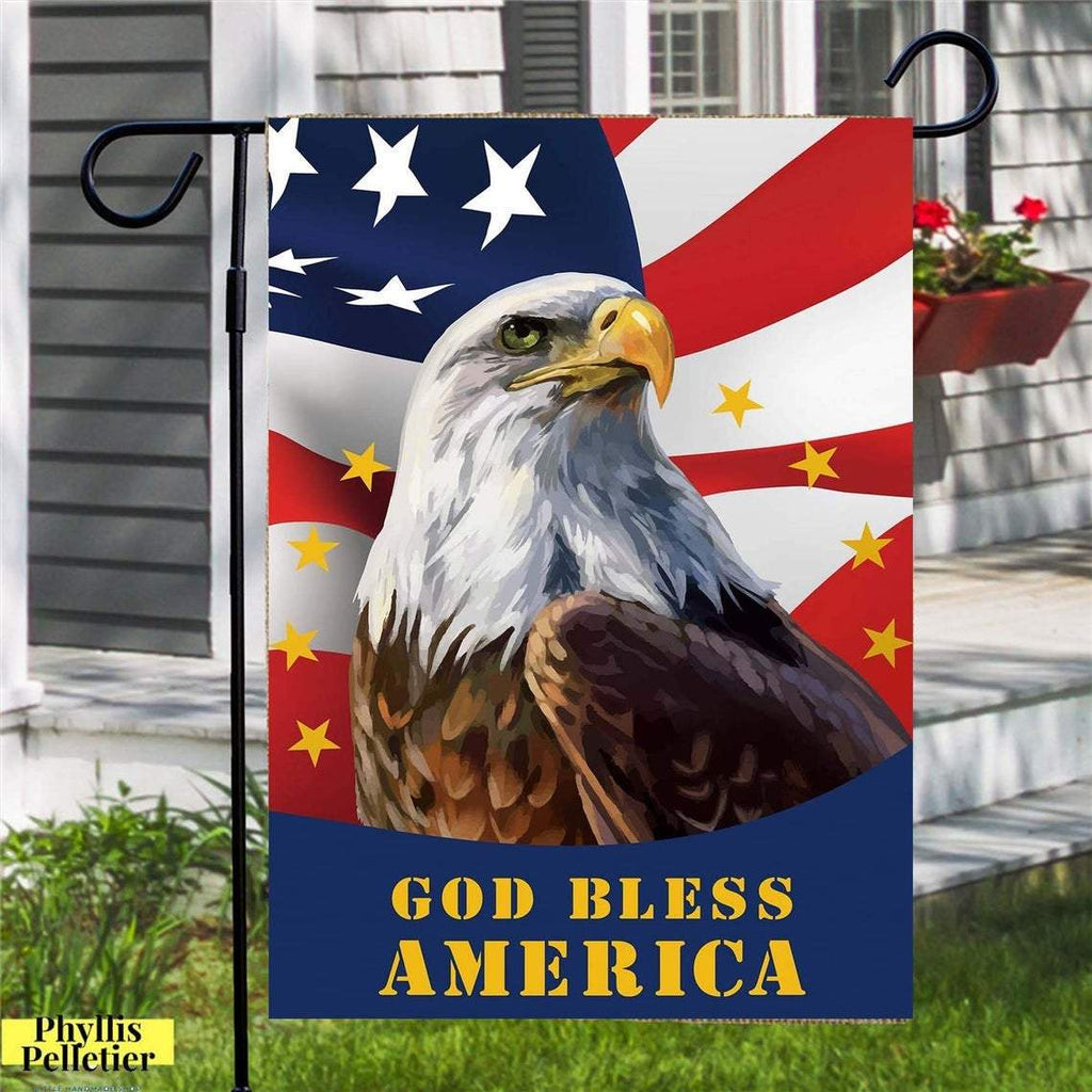 4th Of July Flags Eagle God Bless America Painting Garden Flag Independence Day Flag