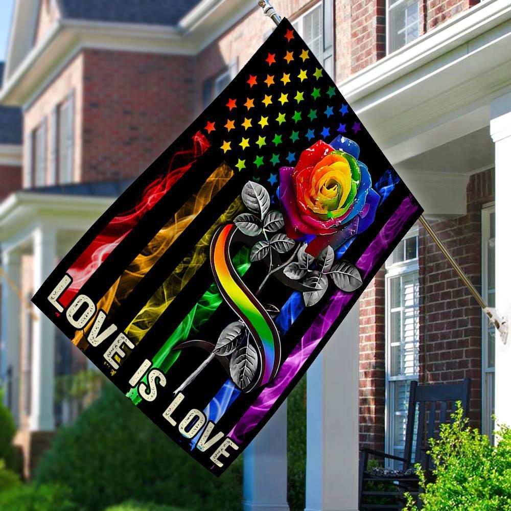  LGBT Pride Flag Rainbow Rose American Flag Love Is Love Garden And House Flag