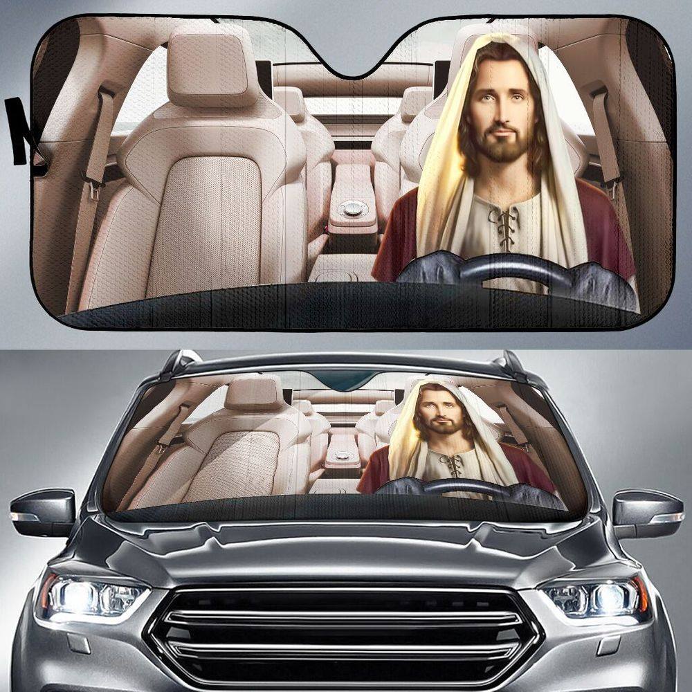  Jesus Car Sun Shade Driving Jesus 3D Windshield Sun Shade