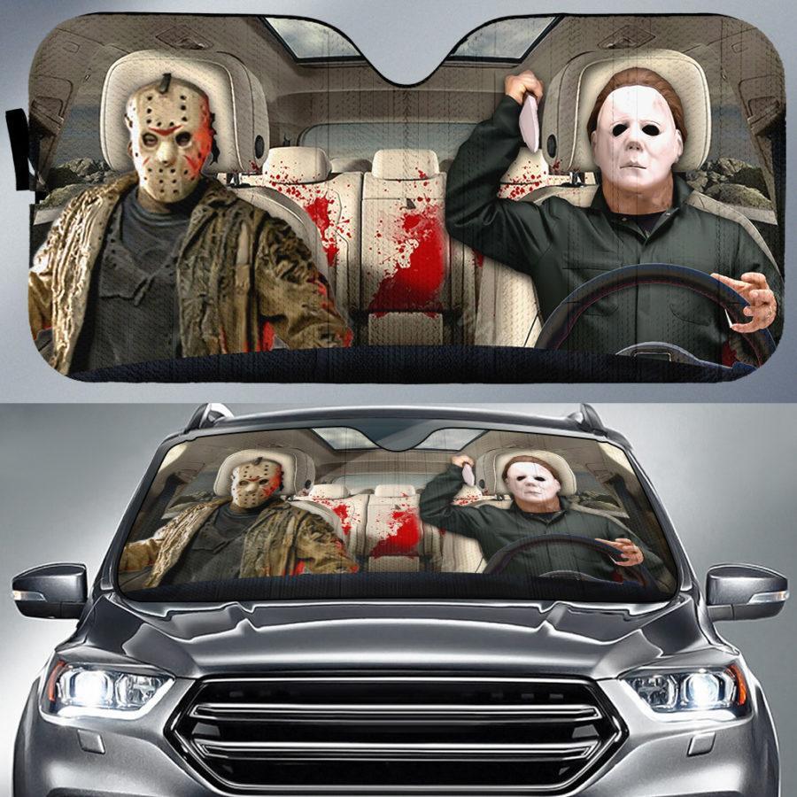  Horror Car Sun Shade Jason Voorhees Michael Myers Auto Sun Shade