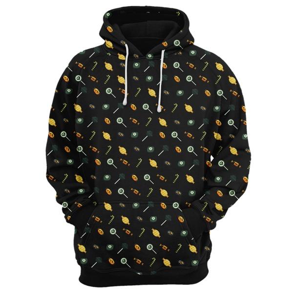 Gifury Halloween Hoodie Halloween Apparel Halloween Candies Trick Or Treat Pattern Black Hoodie 2022