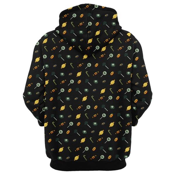 Gifury Halloween Hoodie Halloween Apparel Halloween Candies Trick Or Treat Pattern Black Hoodie 2023