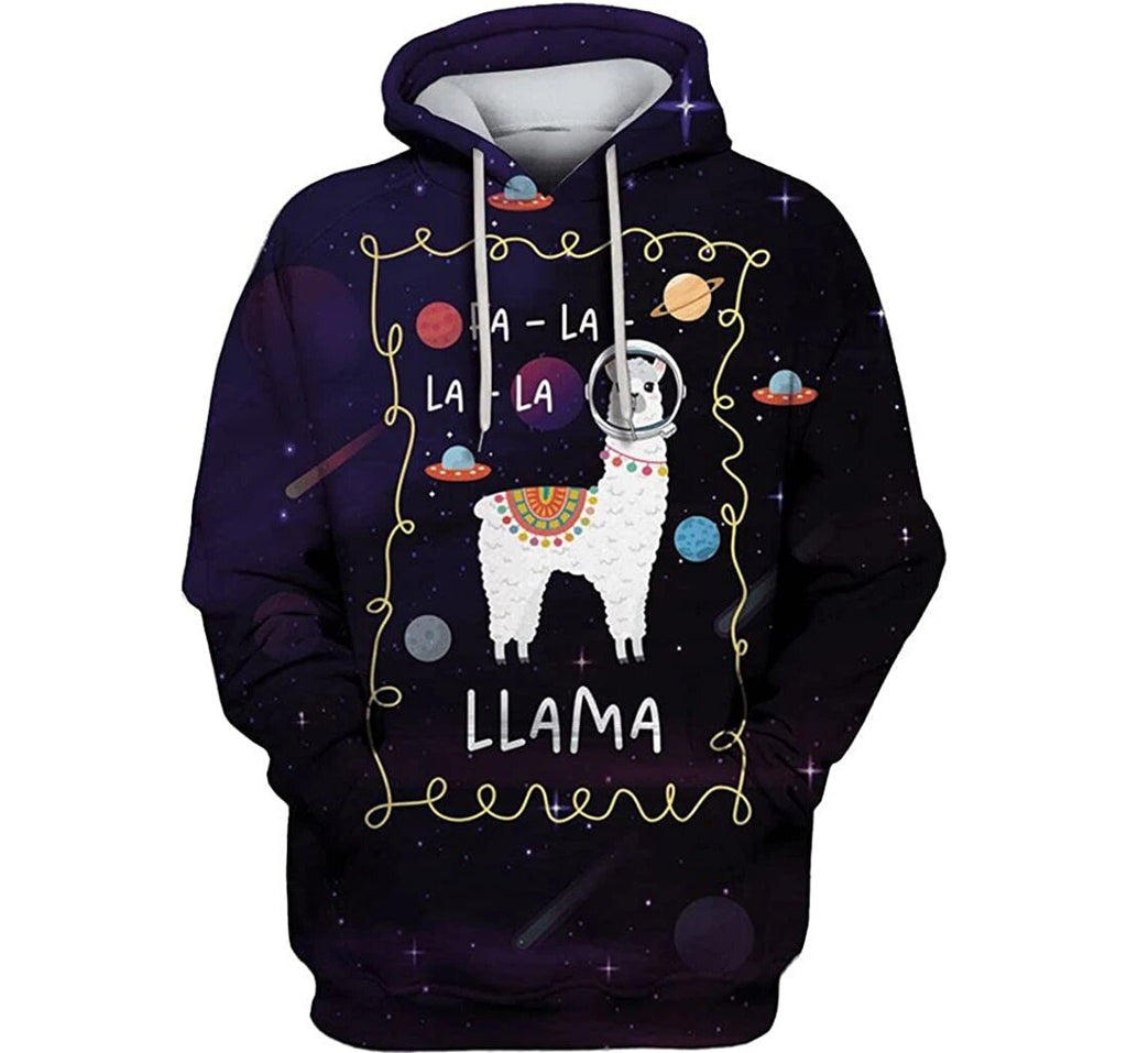 Llama Hoodie Fa La La La Llama Space Galaxy Hoodie
