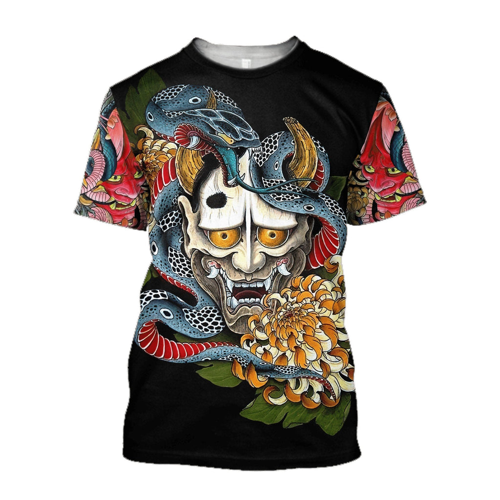 Gifury Japan T-shirt Japanese Snake Mask Art Japan Culture T-shirt Japan Hoodie Apparel 2024