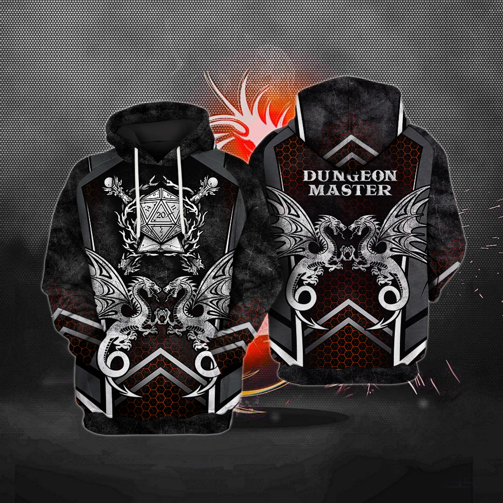  Dungeon And Dragon Hoodie Dungeon Master Dragons And Dice Black Grey Hoodie Apaprel   