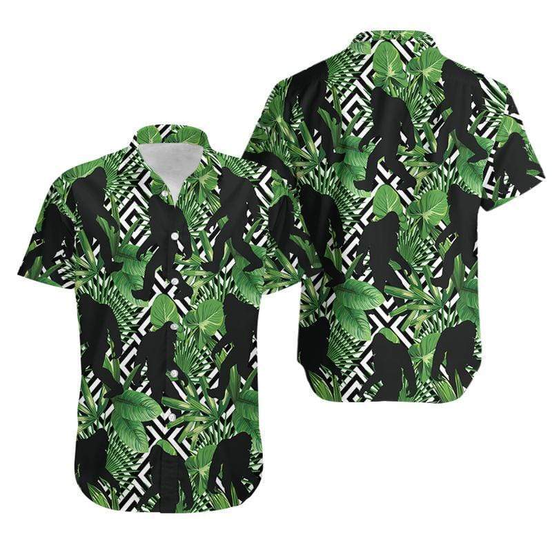 Bigfoot Tropical Hawaii Shirt Green Bigfoot Jungle Hawaiian Shirt
