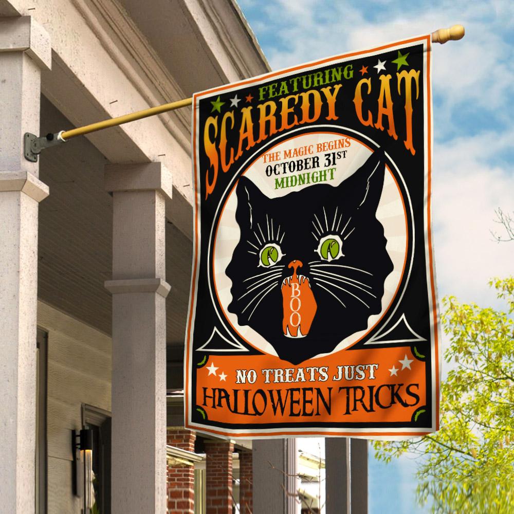 Gifury Halloween Flag Scaredy Black Cat No Treats Just Halloween Tricks House Flag Halloween Garden Flag 2022