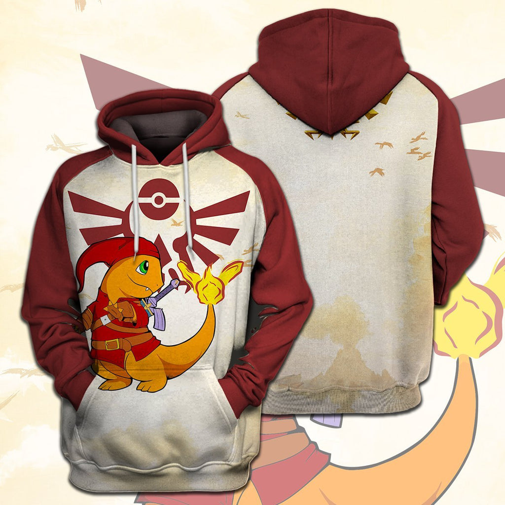  Legend Of Zelda Pokemon Shirt Pokemon Charmander Link Crossover T-shirt Legend Of Zelda Hoodie 