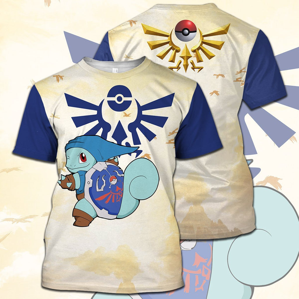  Legend Of Zelda Pokemon Shirt Pokemon Squirtle Link Crossover Hyrule Symbol T-shirt Legend Of Zelda Hoodie 