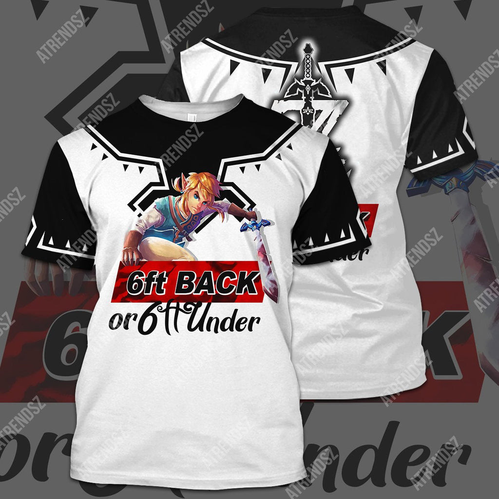  Legend Of Zelda Shirt Link 6ft Back Or 6ft Under Black Red T-shirt Legend Of Zelda Hoodie 
