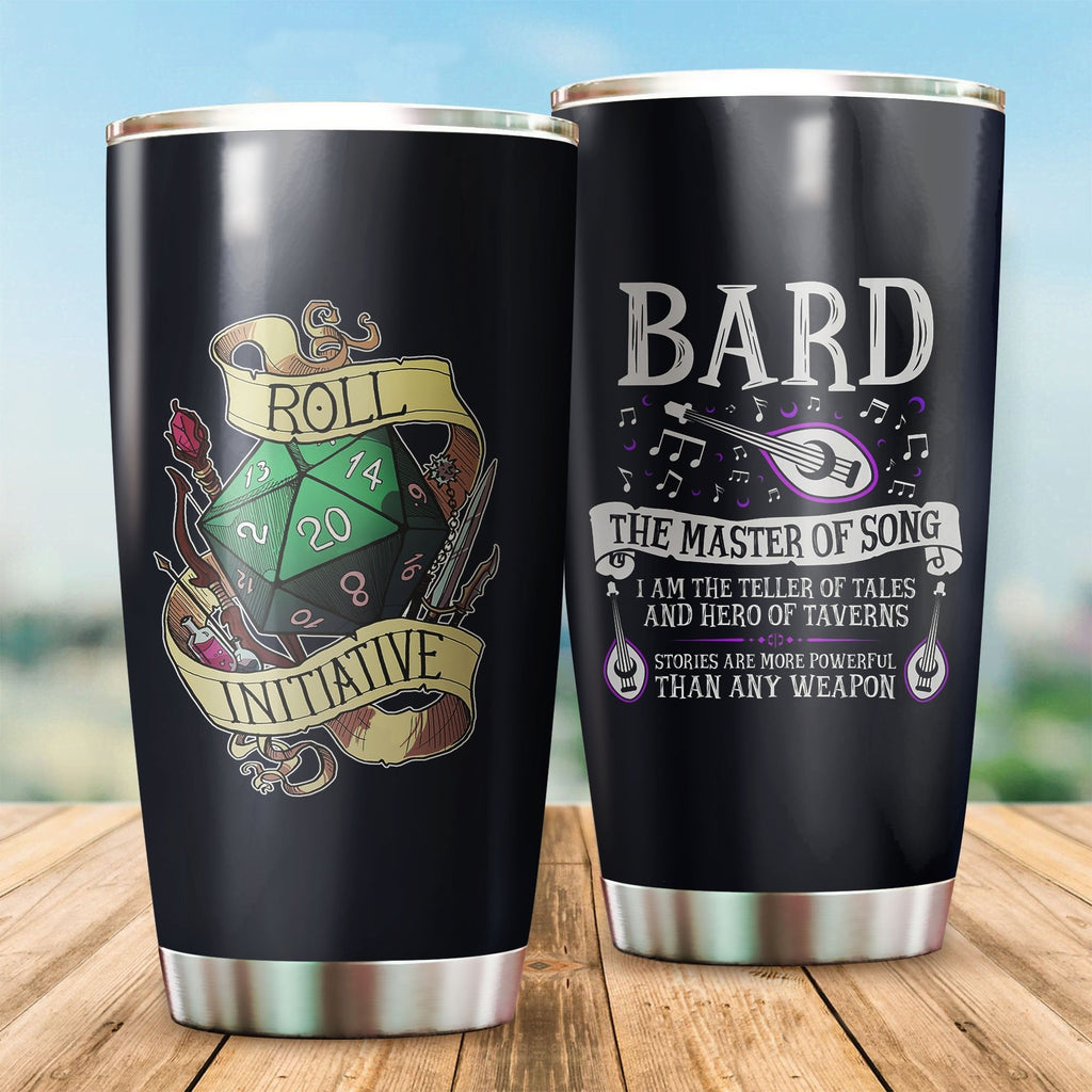 Dungeon And Dragon Tumbler 20 oz Roll Initiative Bard The Master Of Song Dice Black Tumbler Cup 20 oz Travel Mug