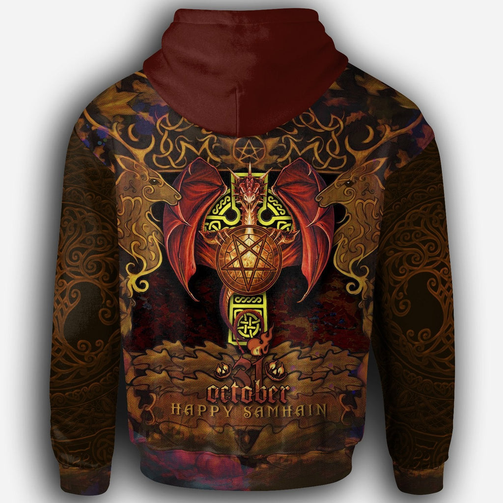 Gifury Halloween Hoodie Halloween Apparel 31 October Happy Samhain Dragon Hoodie Halloween Clothing 2023