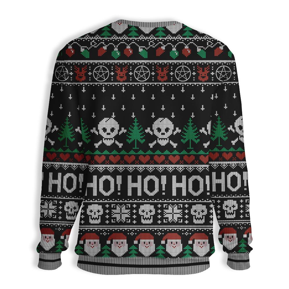 Gifury Cat Sweater Wicca Black Cat Ho Ho Ho Christmas Pattern Ugly Sweater Cat Ugly Sweater 2023