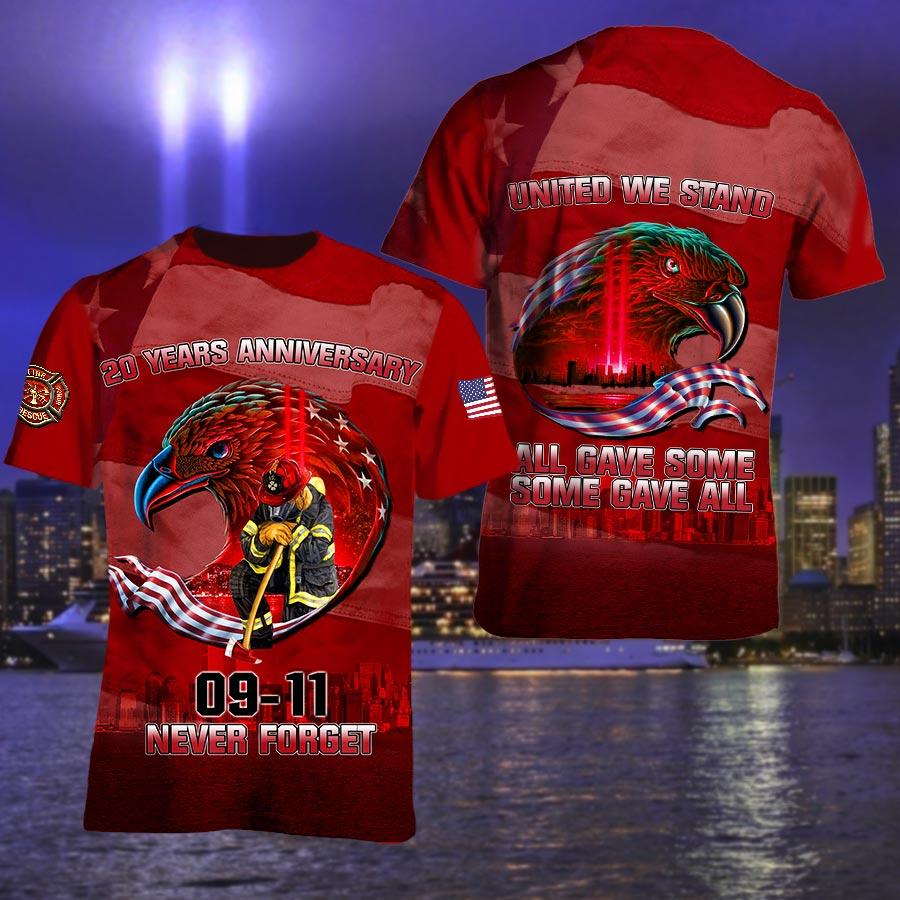 Gifury Patriot Day T-shirt September 11th Shirt 20 Years Anniversary 09-11 Never Forget Red T-shirt Patriot Day Apparel 2022