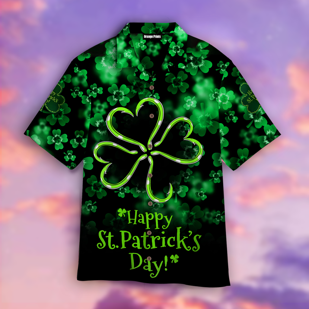 Gifury St Patrick's Day Hawaii Shirt Clover Happy St Patrick's Day Black Green Aloha Shirt St Patrick's Day Hawaiian Shirt 2022