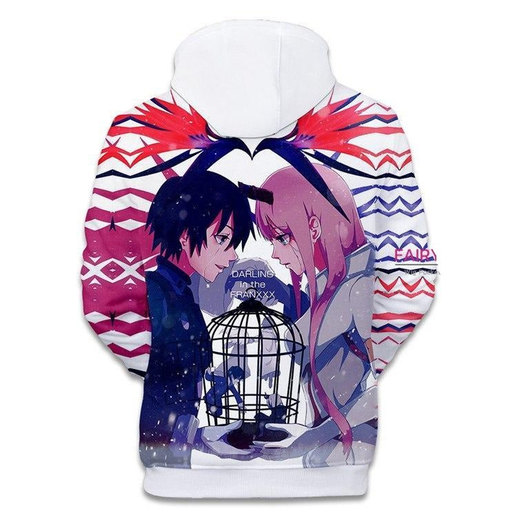  Darling In The Franxx Hoodie Darling In The Franxx Hiro And 02 White Pink Hoodie Anime Hoodie Adult Unisex