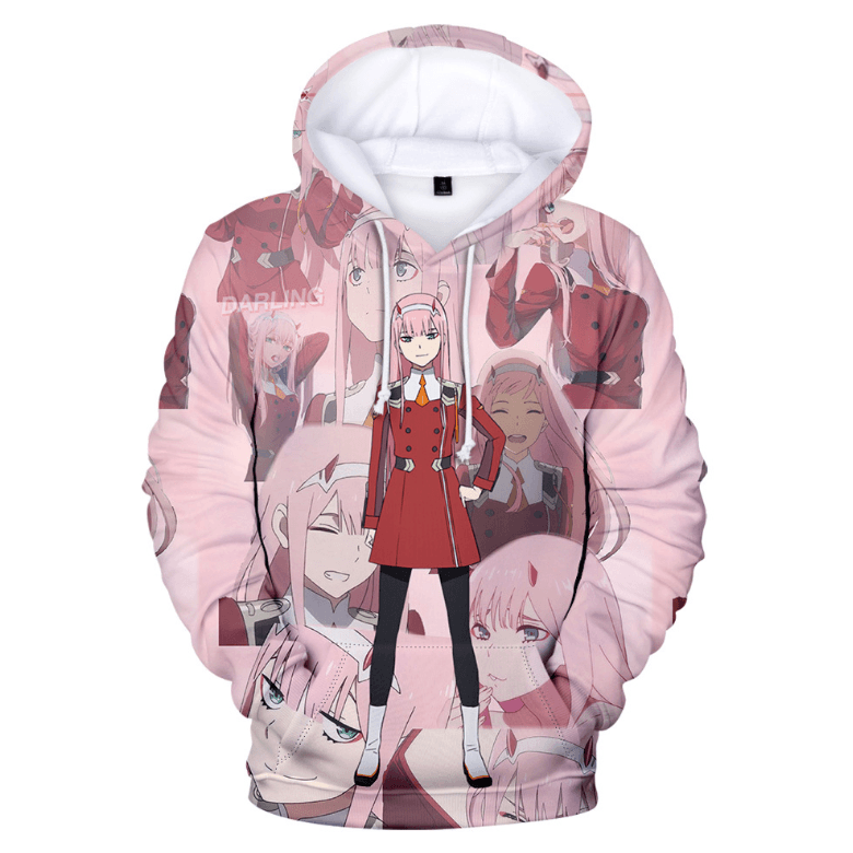  Darling In The Franxx Hoodie Zero Two Faces Pink Hoodie Anime Hoodie Adult Full Size