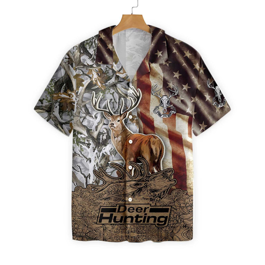 Gifury Hunting Shirt Hunting Aloha Shirt Deer Hunting Vintage American Flag Hawaiian Shirt 2022
