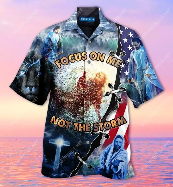 Jesus Hawaiian Shirt Focus On Me Not The Storm Blue Hawaii Aloha Shirt