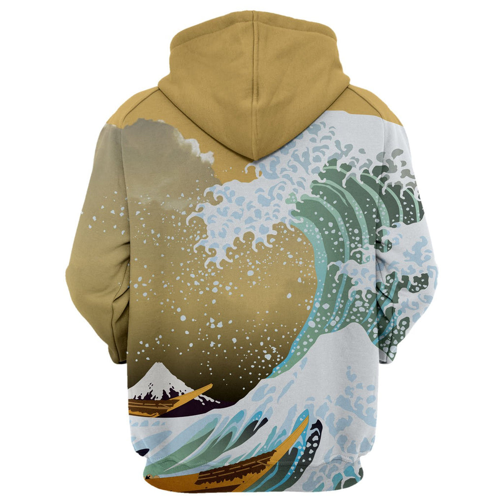 Gifury Japan Hoodie Japan Style The Great Wave Yellow Hoodie Japan Apparel 2023