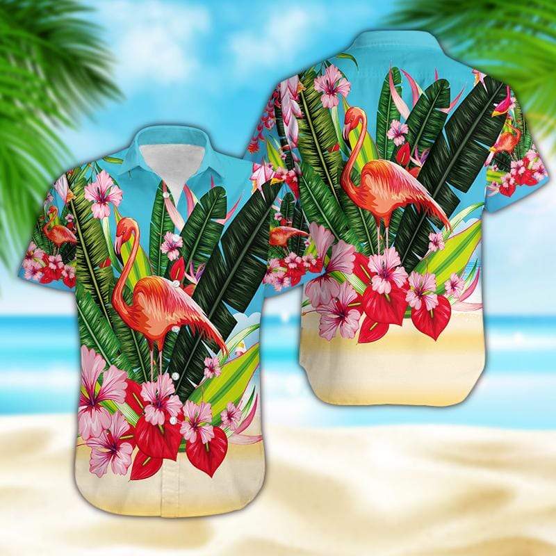 Gifury Flamingo Aloha Shirt Colorful Flower Flamingo Hawaiian Shirt Flamingo Hawaii Shirt 2022