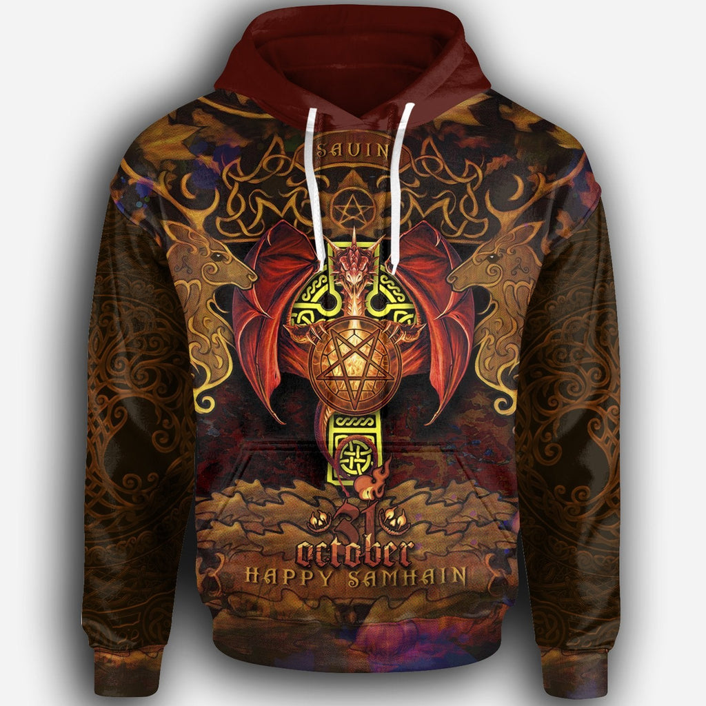 Gifury Halloween Hoodie Halloween Apparel 31 October Happy Samhain Dragon Hoodie Halloween Clothing 2022