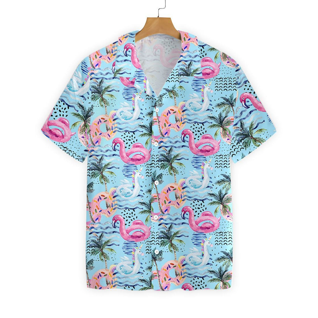 Gifury Flamingo Hawaii Shirt Balloon Flamingo Unicorn Summer Pool Hawaiian Shirt Flamingo Aloha Shirt 2022