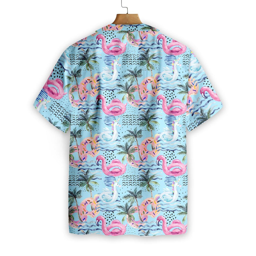 Gifury Flamingo Hawaii Shirt Balloon Flamingo Unicorn Summer Pool Hawaiian Shirt Flamingo Aloha Shirt 2023