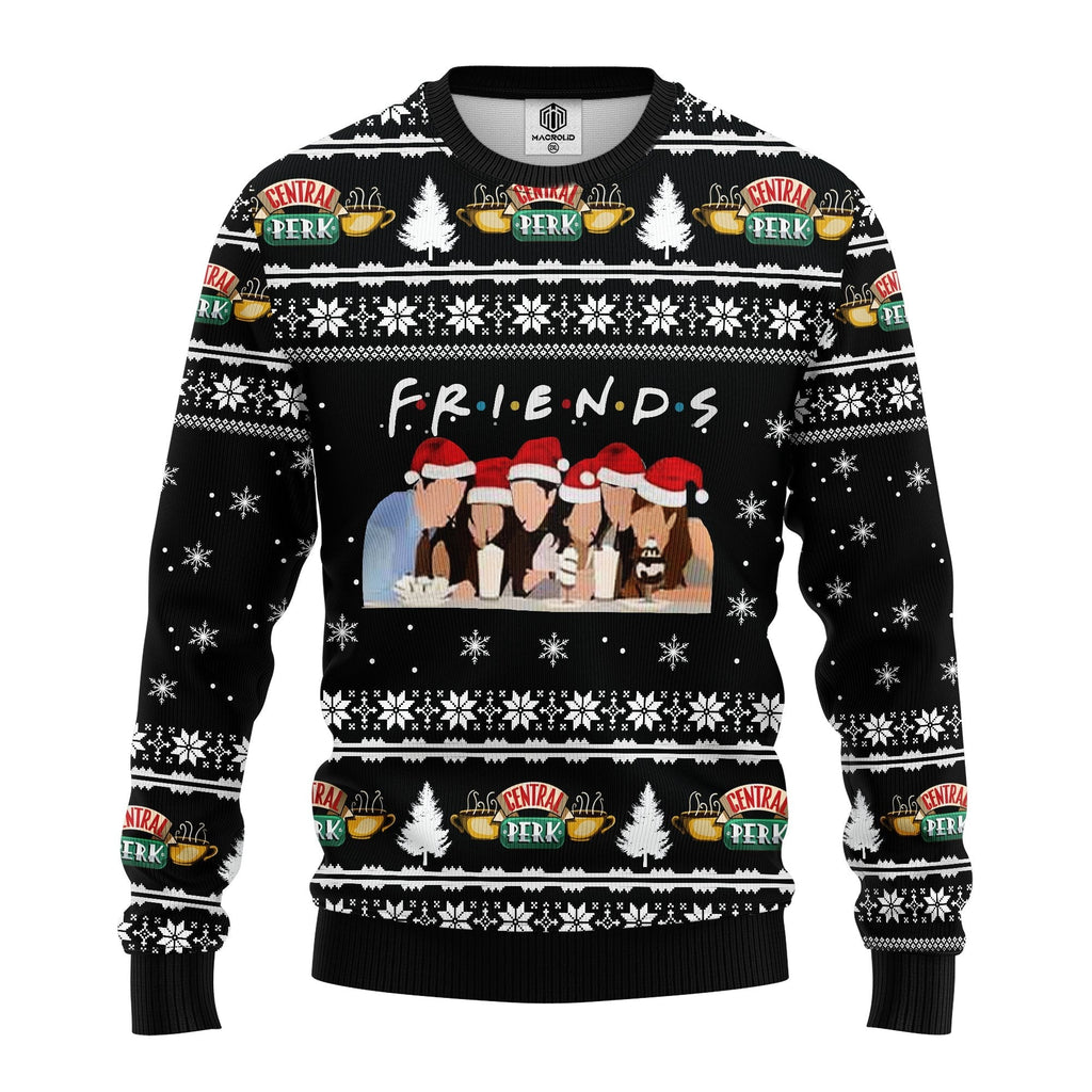Friends Christmas Sweater Friends Characters Central Perk Black Ugly Sweater