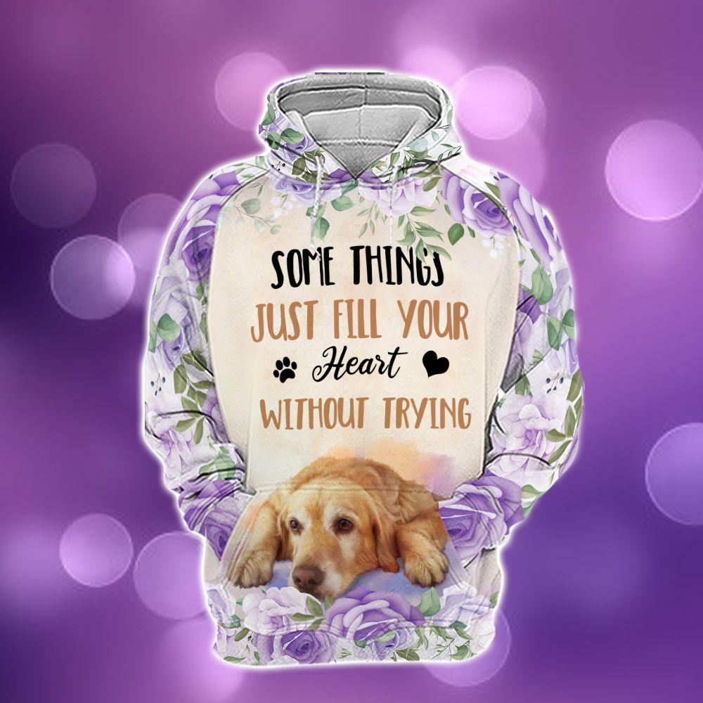 Gifury Dog Golden Retriever Hoodie Some Things Just Fill Your Heart Without Trying Flower Hoodie Dog Hoodie Dog Apparel 2022