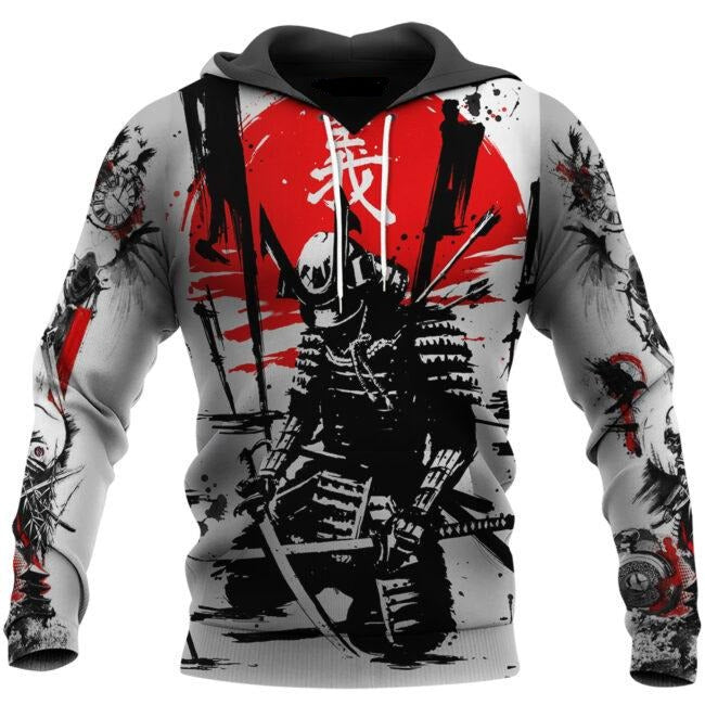 Gifury Japan T-shirt Kneeling Samurai Black White Japanese Style T-shirt Japan Hoodie Apparel 2023