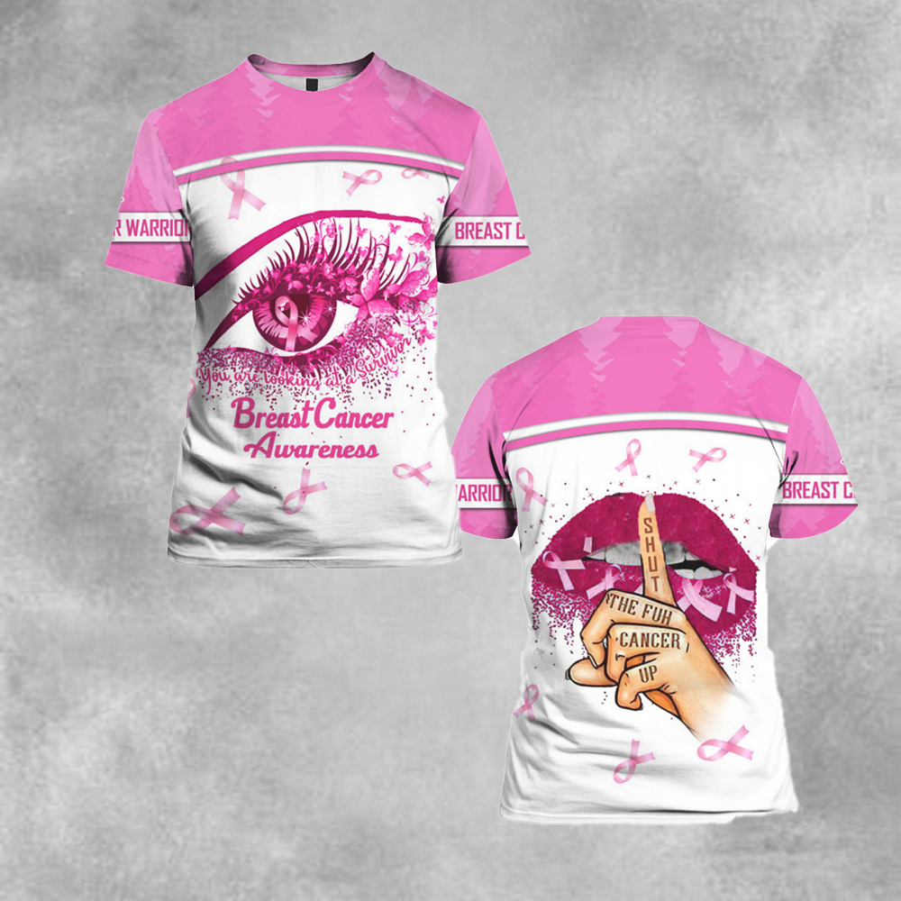 Gifury Breast Cancer Shirt Breast Cancer Awareness The Eye Shut The Fck Up Cancer Sexy Lips Pink White Hoodie Breast Cancer Hoodie 2022