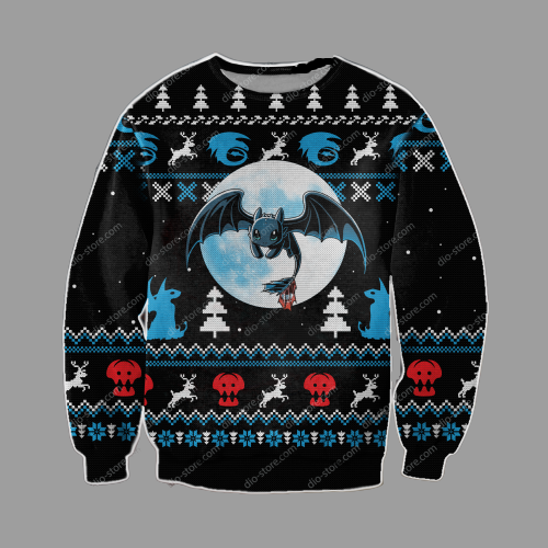  DN Chrsitmas Ugly Sweater How To Train You Dragon Toothless Night Fury Christmas Sweater