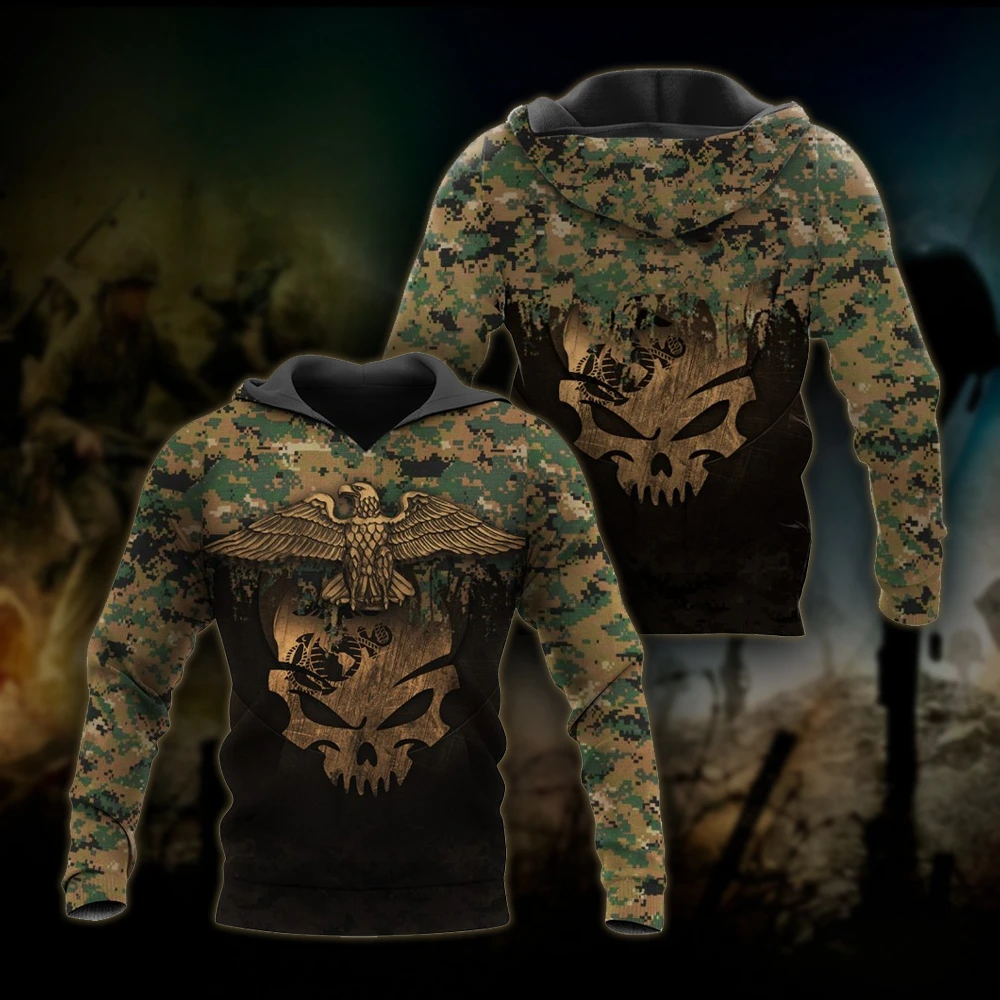 Veteran Shirt Marine Veteran Skull Eagle Camouflage Black Hoodie Veteran Hoodie