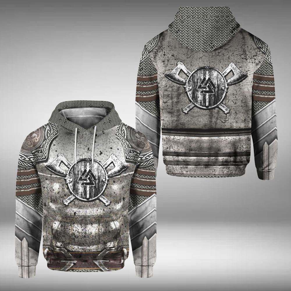  Viking Shirt Viking Silver Armor Valknut Symbol Axe Costume 3d T-shirt Viking Hoodie Adult Full Size Full Print