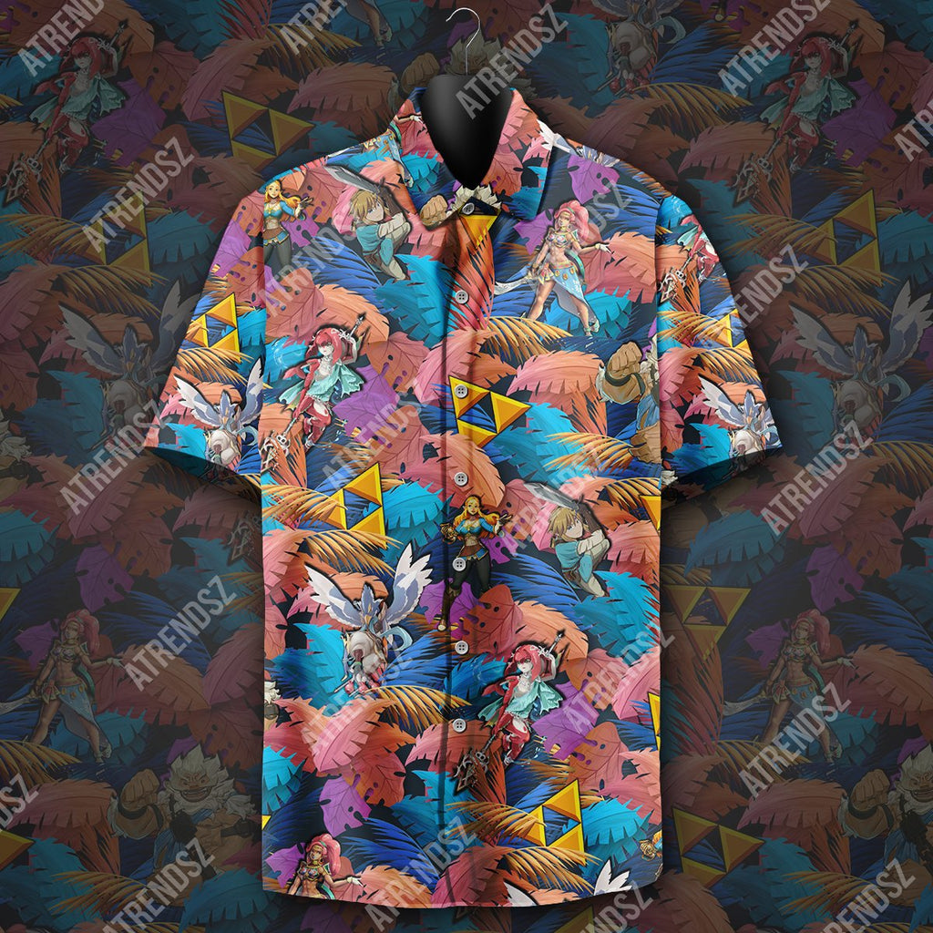  Legend Of Zelda Botw Hawaiian Shirt Zelda Link Pattern Tropical Hawaii Shirt Legend Of Zelda  Aloha Shirt 