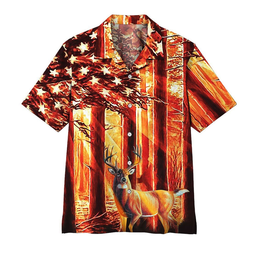Gifury Deer Hunting Shirt Orange Deer Forest Hawaiian Shirt Hunting Aloha Shirt 2022